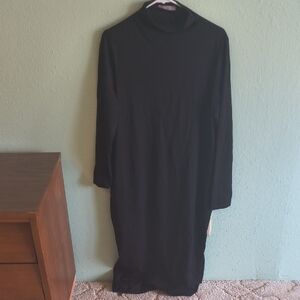 Classic Black Long Sleeve Midi Dress - Timeless Minimalist Style